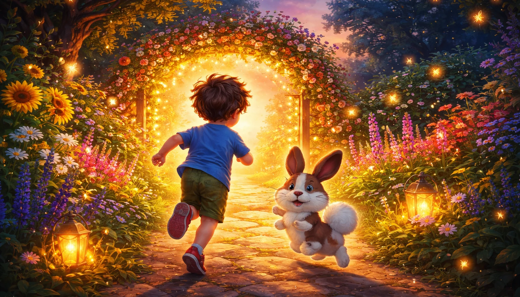 Hugo et Papillon au jardin