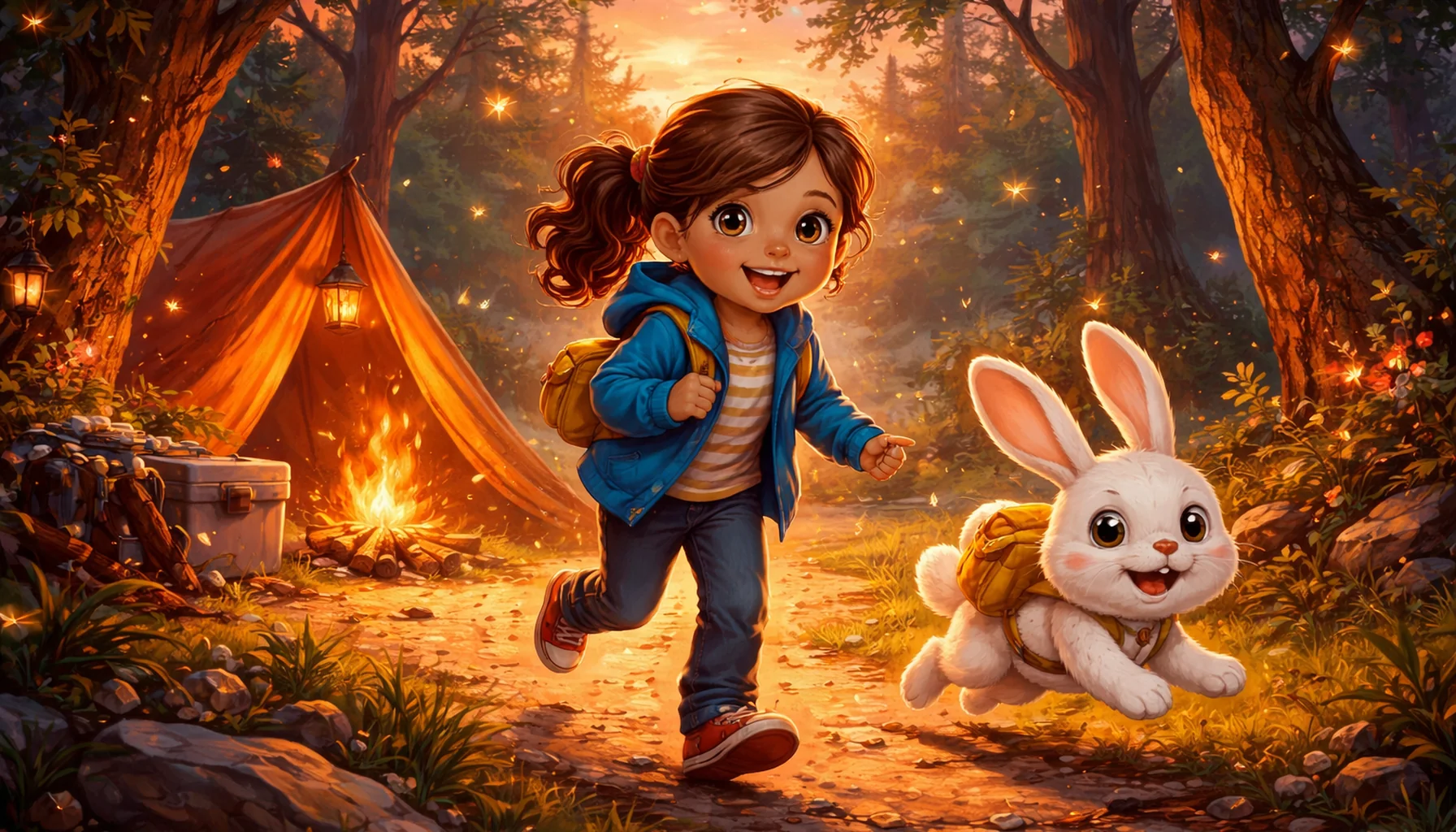 Noche de camping con luciérnagas